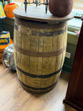 Antique Vintage Eastern States "Milkmore" Wooden Barrel with Round Lid Table Top