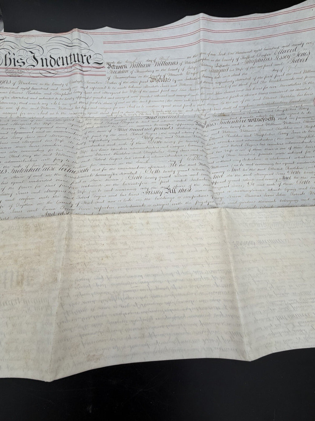 1871 Antique Vellum Mortgage Deed: Flintshire & Denbighshire, Wales (Signed)