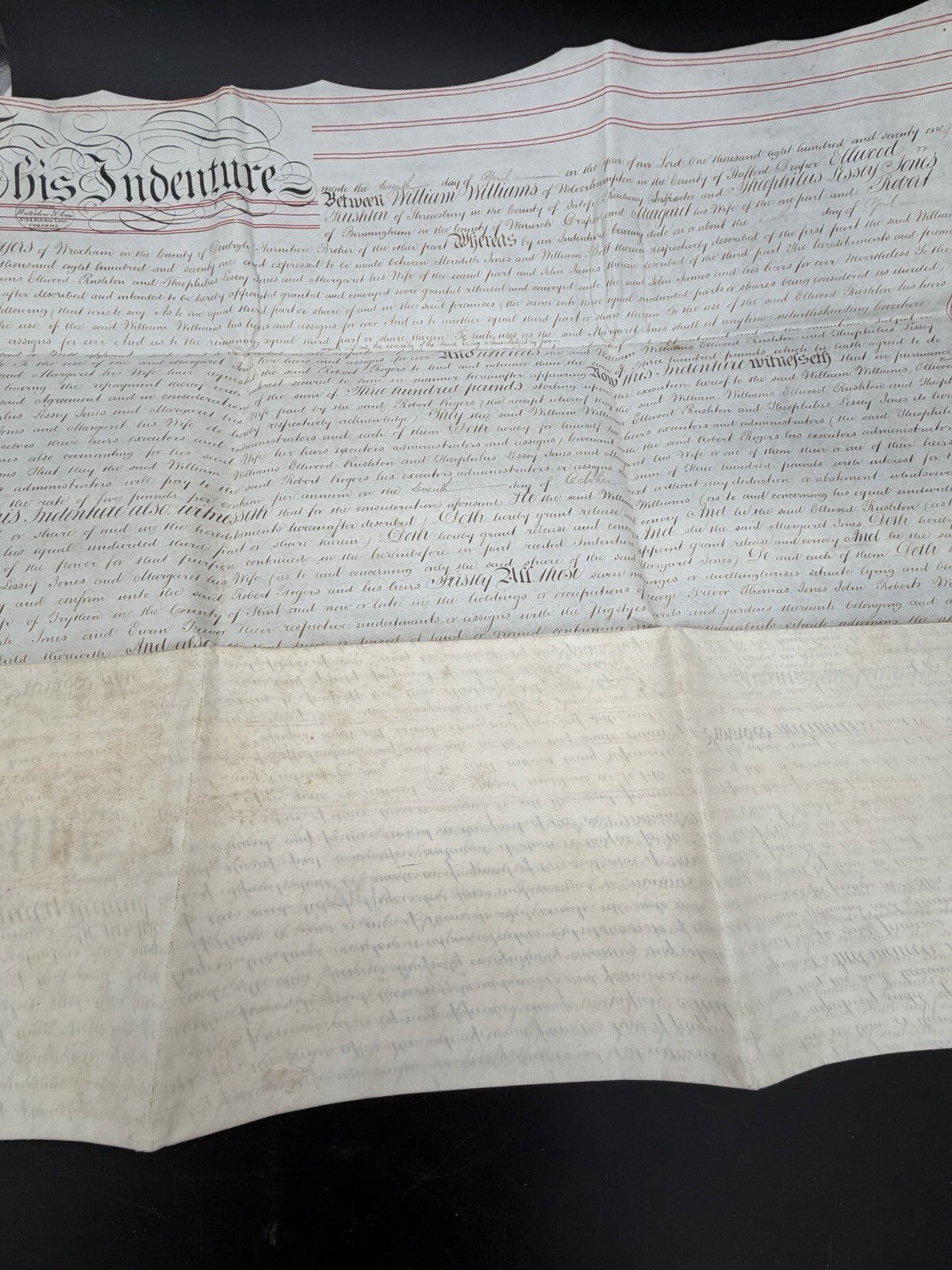 1871 Antique Vellum Mortgage Deed: Flintshire & Denbighshire, Wales (Signed)