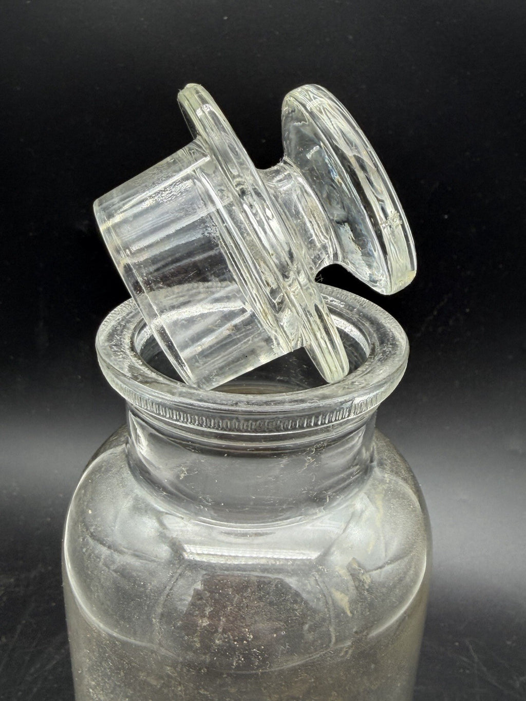 Vintage Glass Apothecary Bottle With Original Ground Glass Stopper