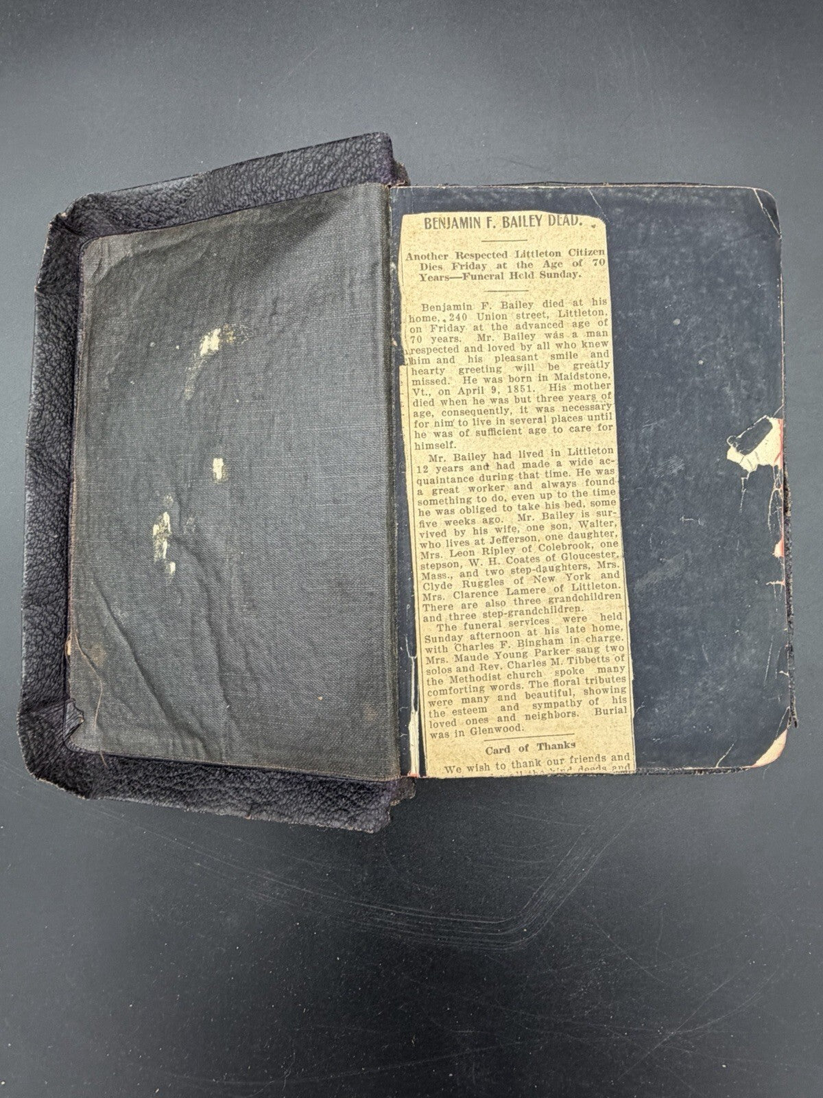 Antique 19th-Century Bible - Littleton, NH Genealogy, Obituaries & Annotations