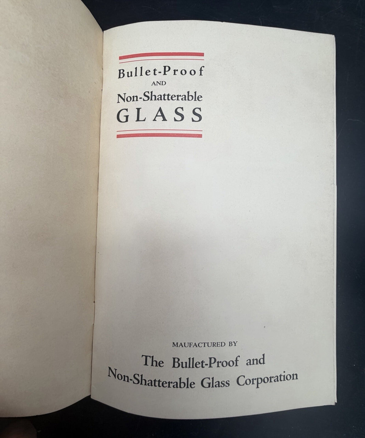 1921 Bullet-Proof & Non-Shatterable Glass Corp Stock Prospectus Pamphlet