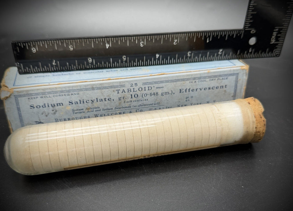 Burroughs Wellcome Co Sodium Salicylate Effervescent Tablets Antique Box Tube