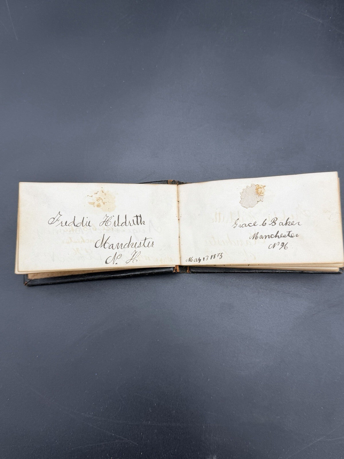 1875 Antique Miniature Autograph Book Manchester NH Victorian Era Ephemera