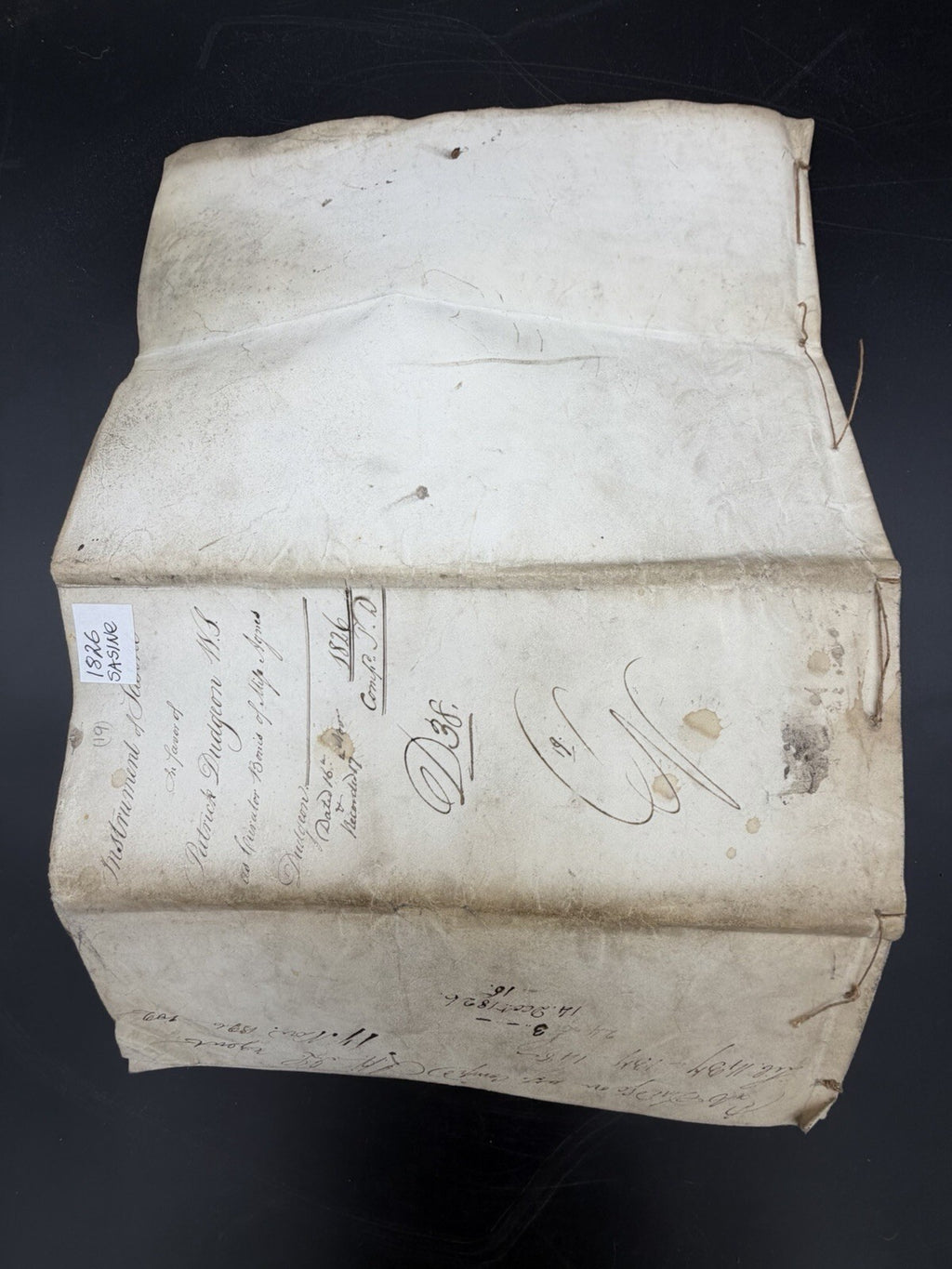1826 Scottish Instrument of Sasine Vellum Legal Document Scotland Genealogy