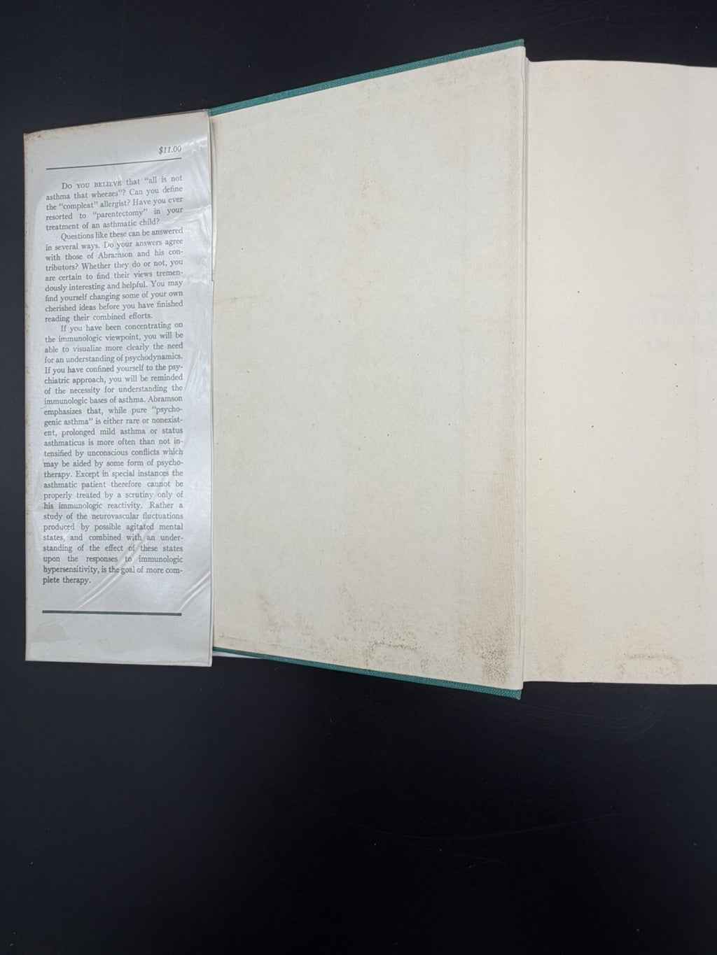 Somatic & Psychiatric Treatment of Asthma 1951 Harold A. Abramson Medical Book