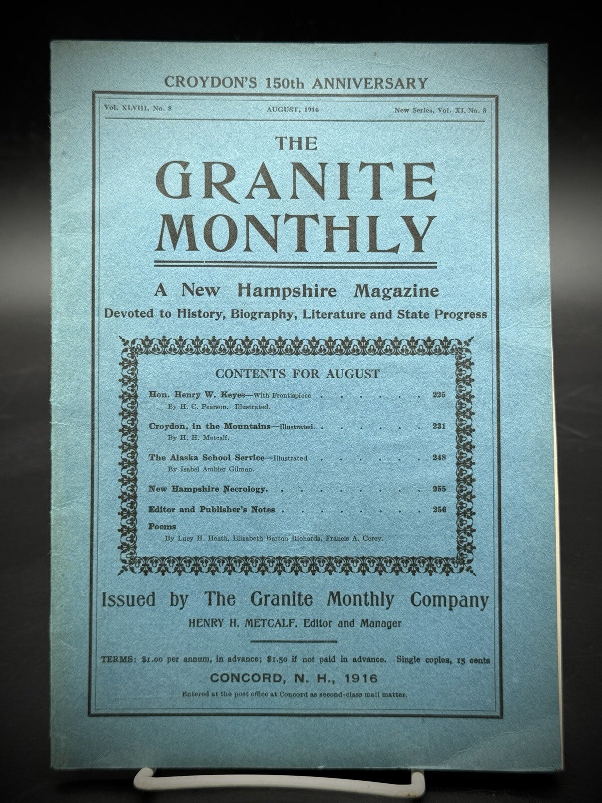 August 1916 The Granite Monthly Magazine - Concord NH 150th Anniversary Edition