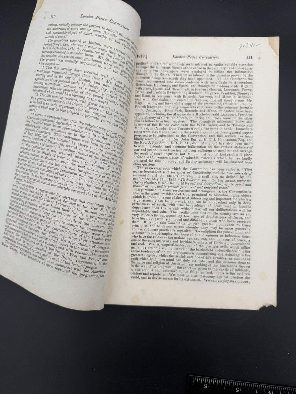 1843 Advocate of Peace London Peace Convention Report Antique Ephemera Political