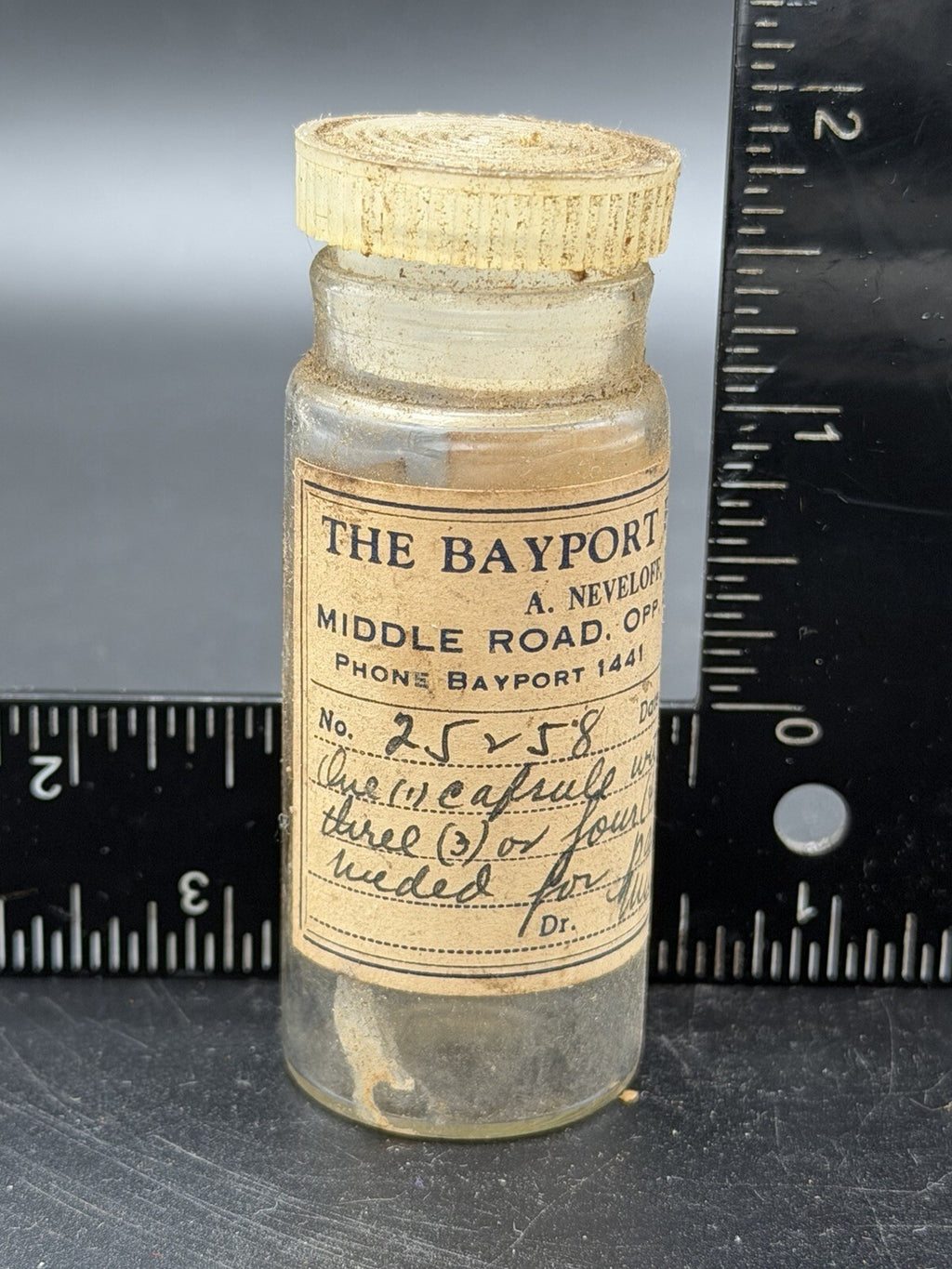 Vintage Bayport Pharmacy Prescription Bottle A. Neveloff NY