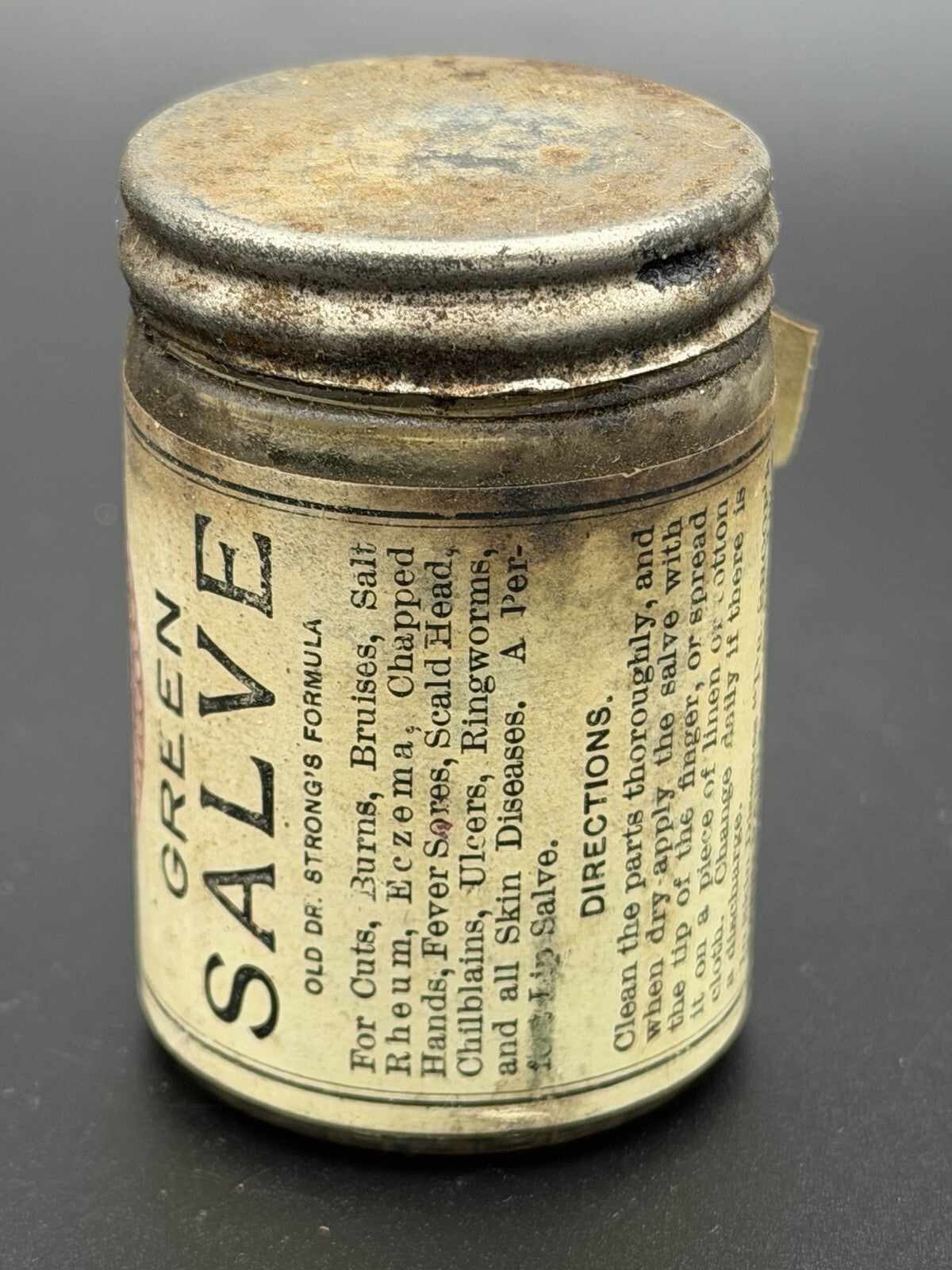 Antique Dr. C.I. Shoop's Green Salve Glass Jar Patent Quack Medicine Racine WI