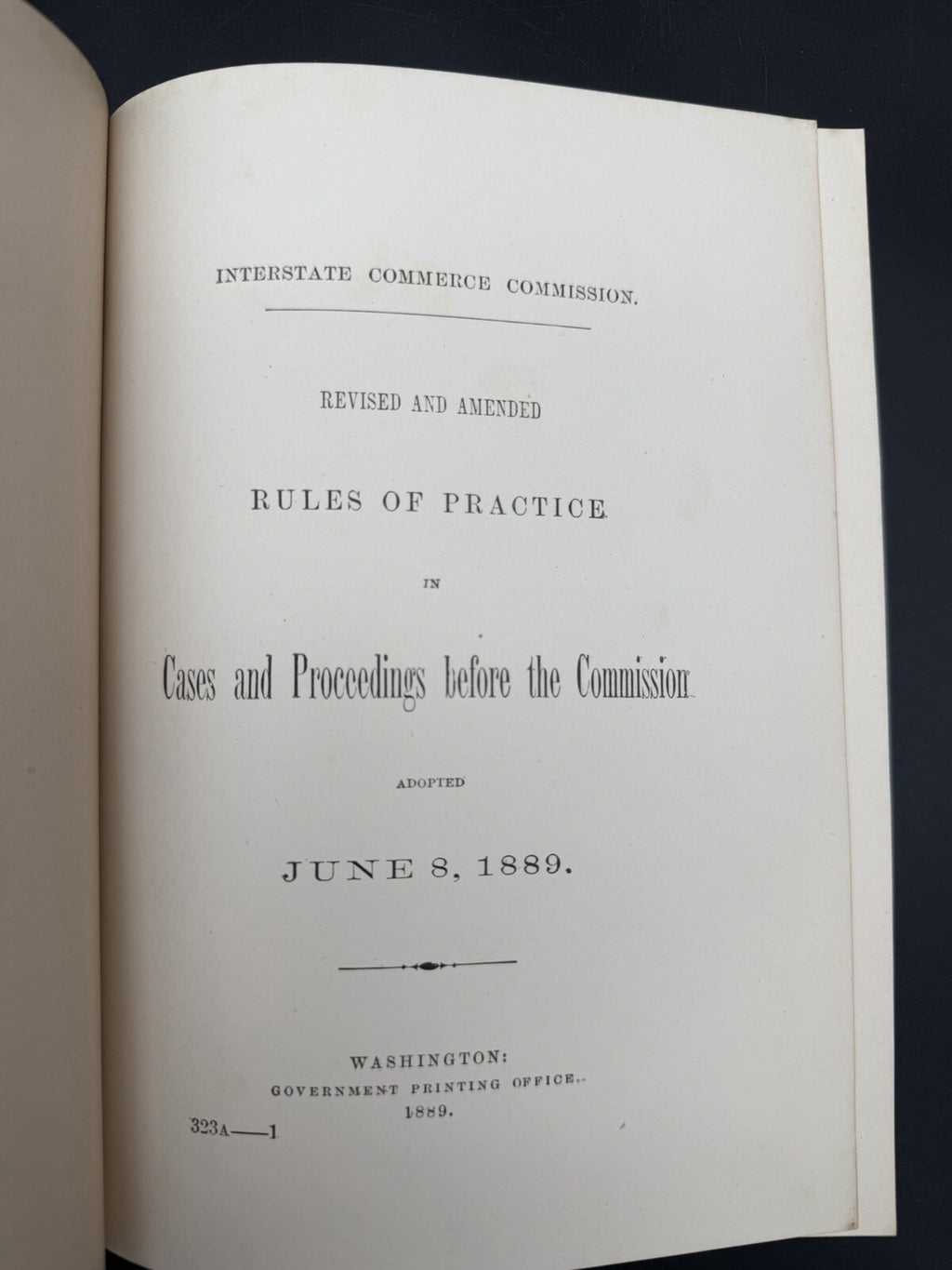 1889 Interstate Commerce Commission Rules of Practice Pamphlet GPO Railroad