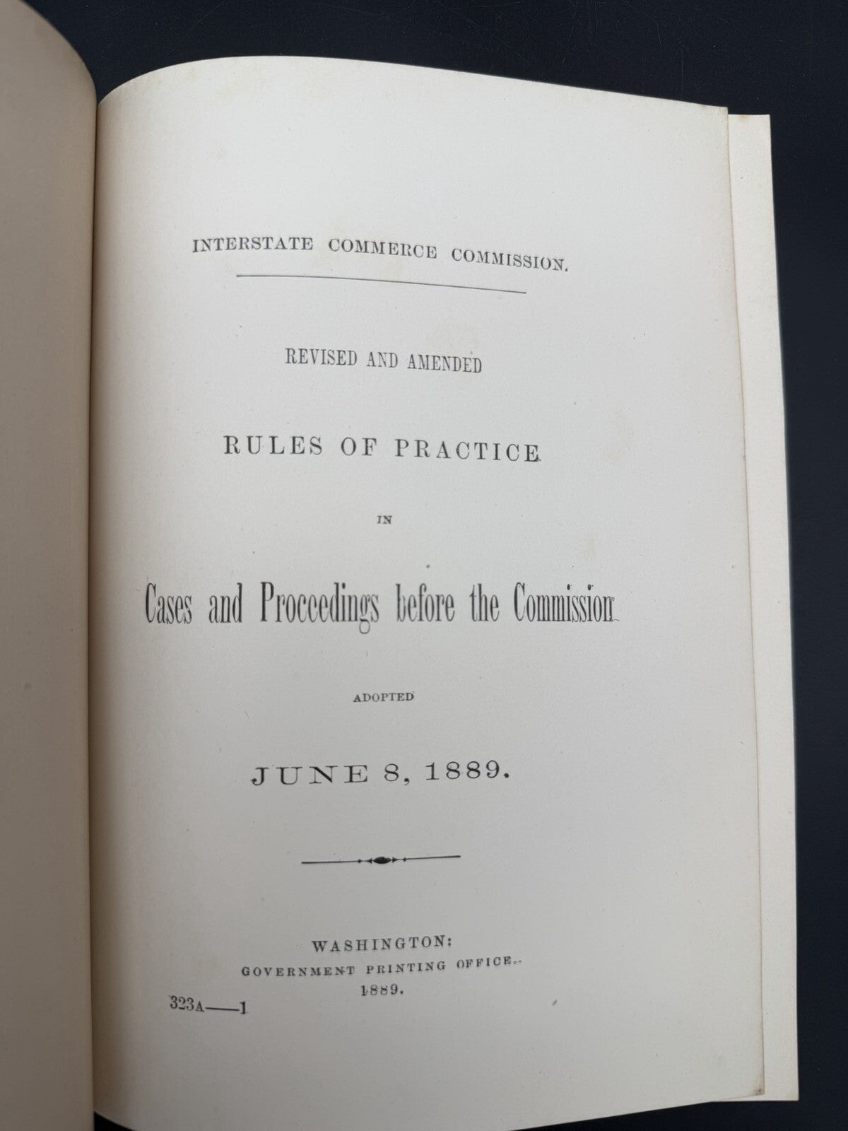 1889 Interstate Commerce Commission Rules of Practice Pamphlet GPO Railroad