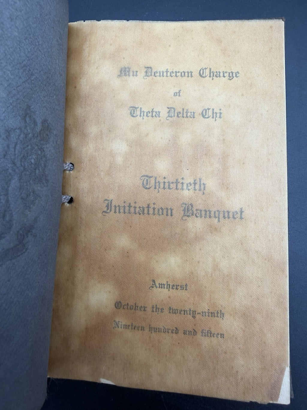 Theta Delta Chi Banquet Programs 1909 1910 Amherst INITIATION & NYC REUNION