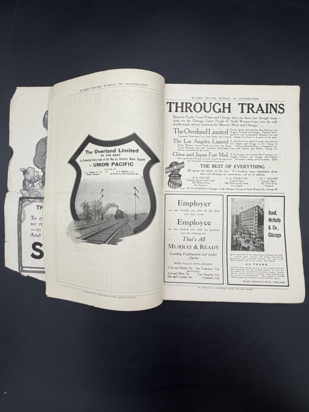 1909 Sunset Magazine April San Francisco Hotel St. Francis Railroad Steamship Ad