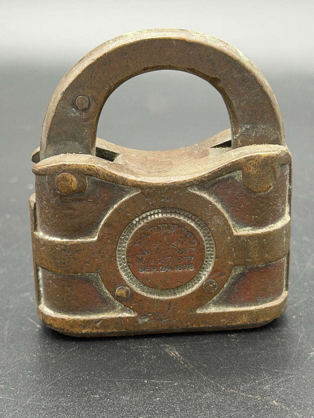 Antique Yale Brass Padlock Patent 1876-1878 Heavy Cast Lock Collectible Rare