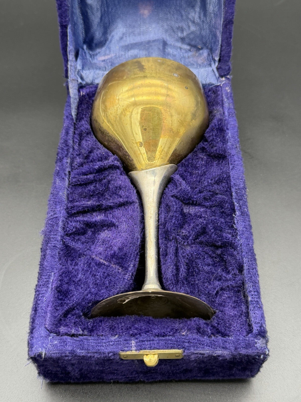 Vintage Alef Judaica Kiddush Jewish Religion Cup with Original Purple Velvet Box