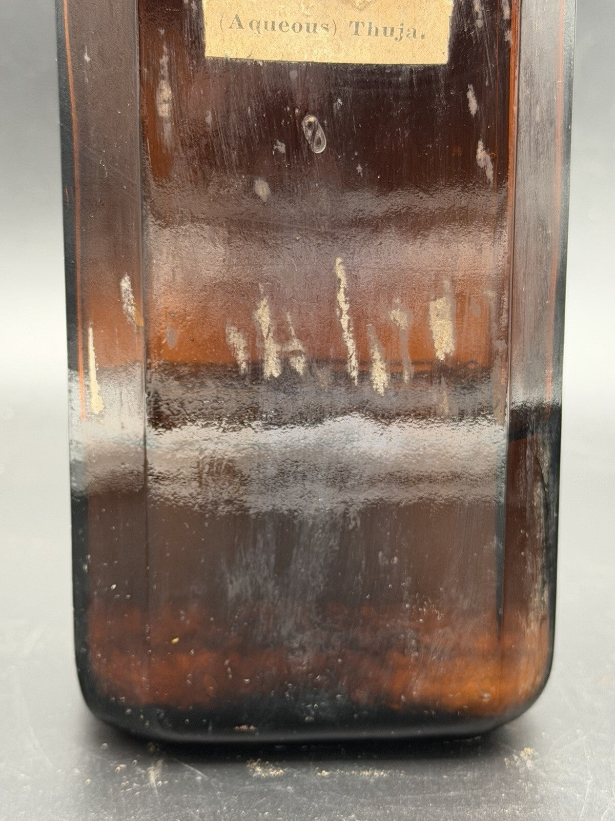 Antique Amber Apothecary Bottle (Aqueous) Thuja Pharmacy Display Jar Cork