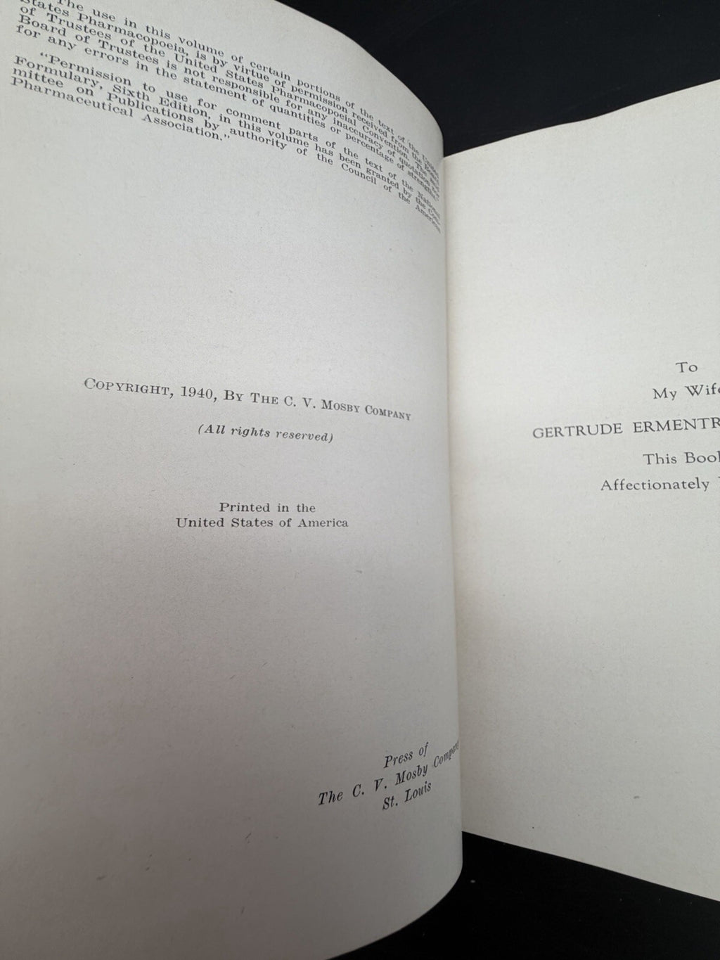 1940 Synopsis of Materia Medica Toxicology and Pharmacology Forrest Davison