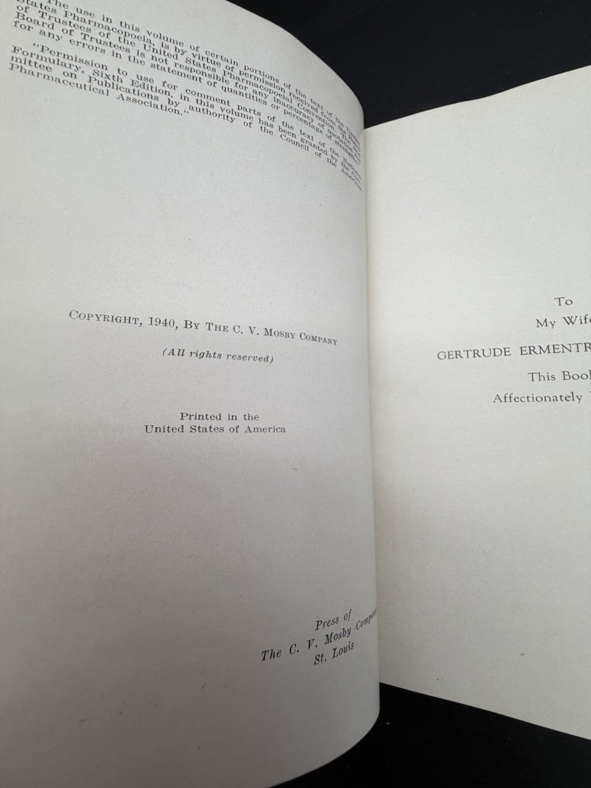 1940 Synopsis of Materia Medica Toxicology and Pharmacology Forrest Davison