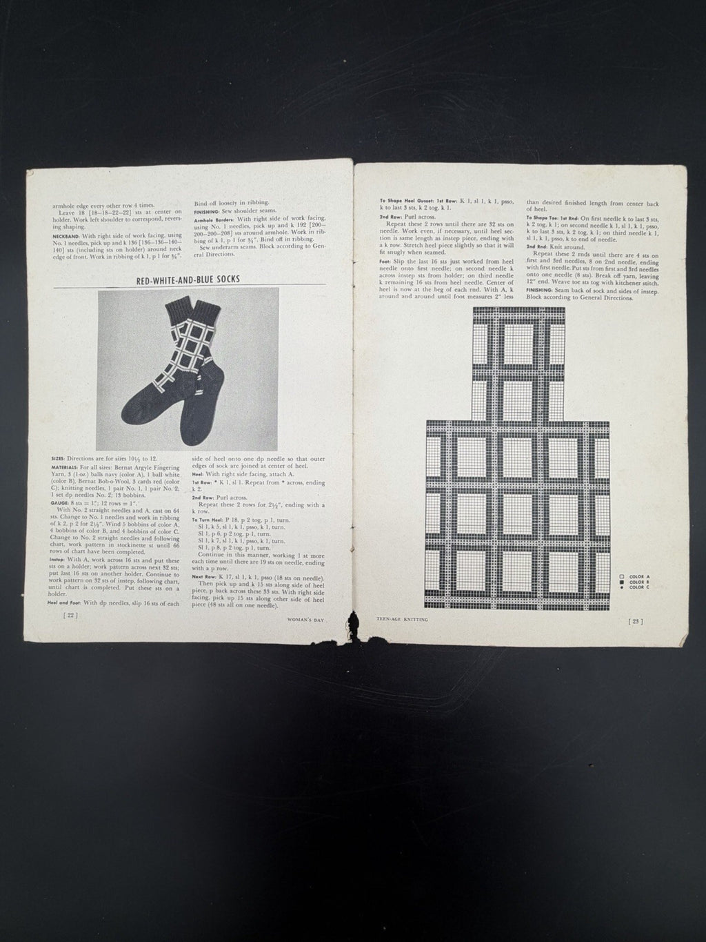 Vintage 1950 Woman's Day Teen-Age Knitting Pattern Booklet Sweaters Socks