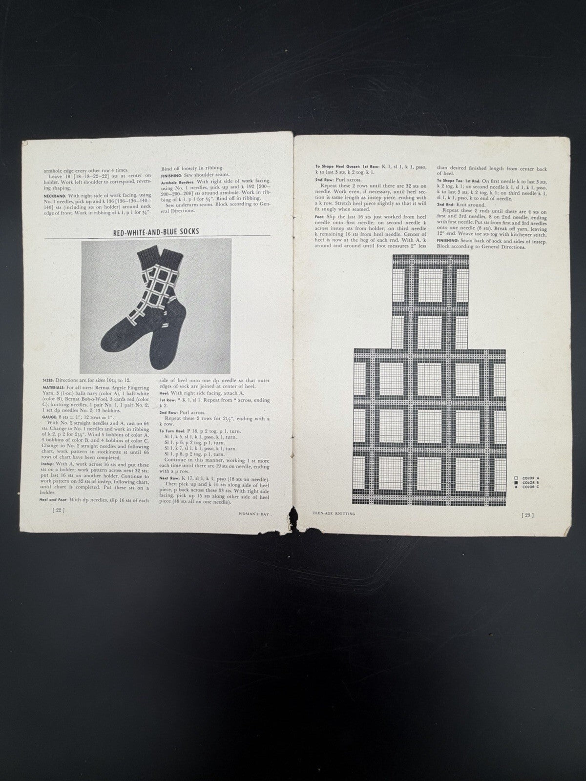Vintage 1950 Woman's Day Teen-Age Knitting Pattern Booklet Sweaters Socks