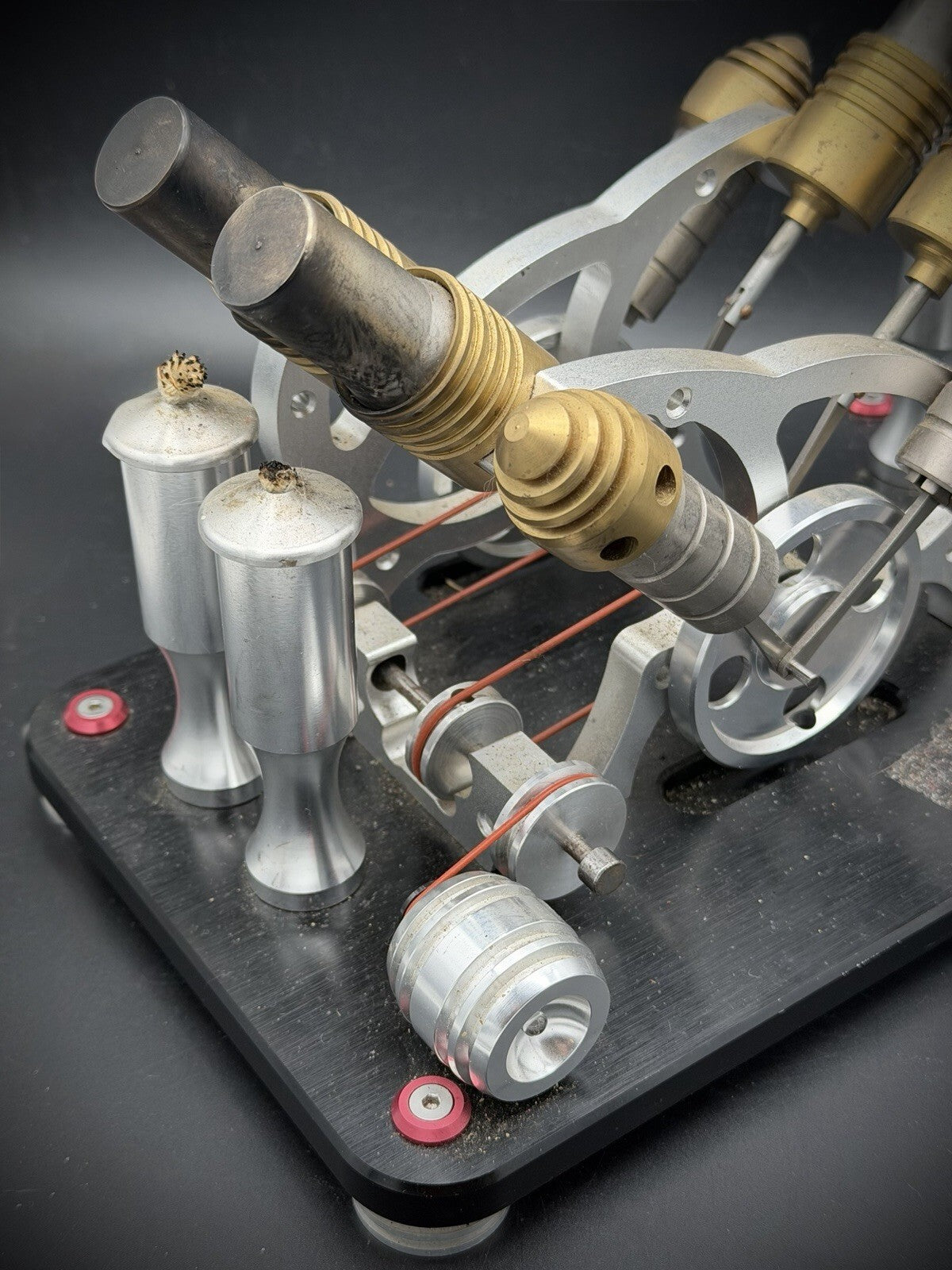 Twin Cylinder Vacuum Stirling Engine Model Flame Licker Hot Air Machine Metal