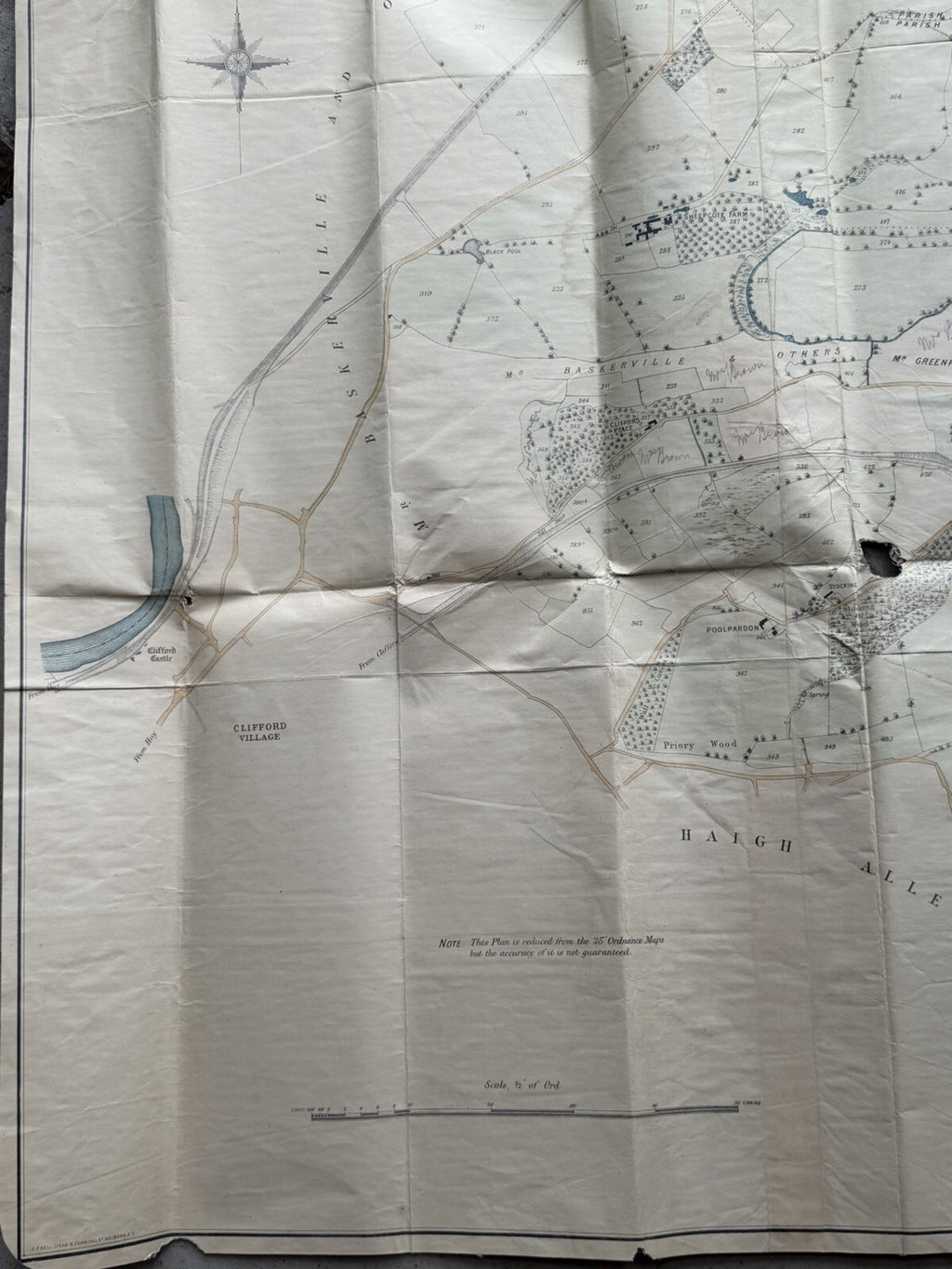1895 Antique Map: Plan of the Whitney Court Estate, Herefordshire