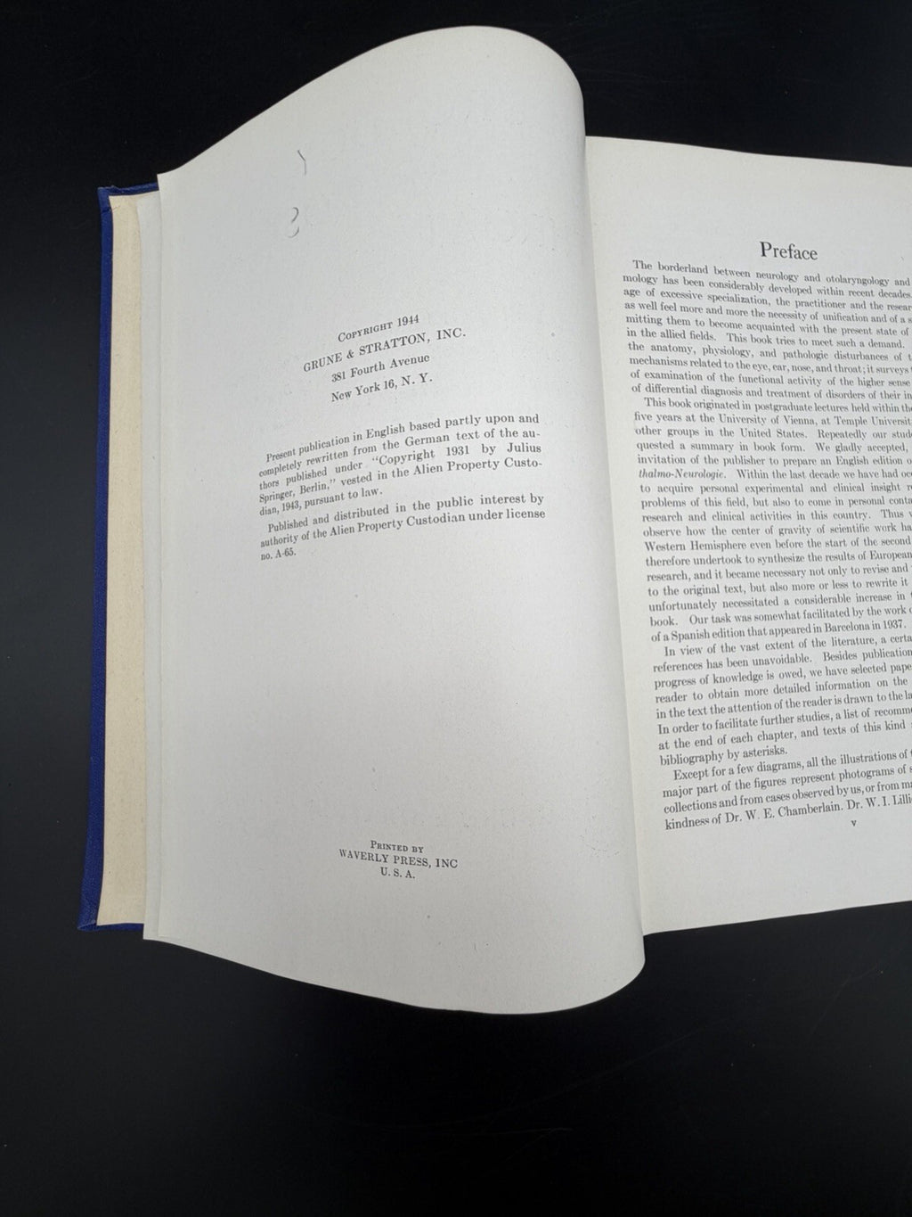 Neurology of the Eye, Ear, Nose, and Throat by E.A. Spiegel & I. Sommer (1944)