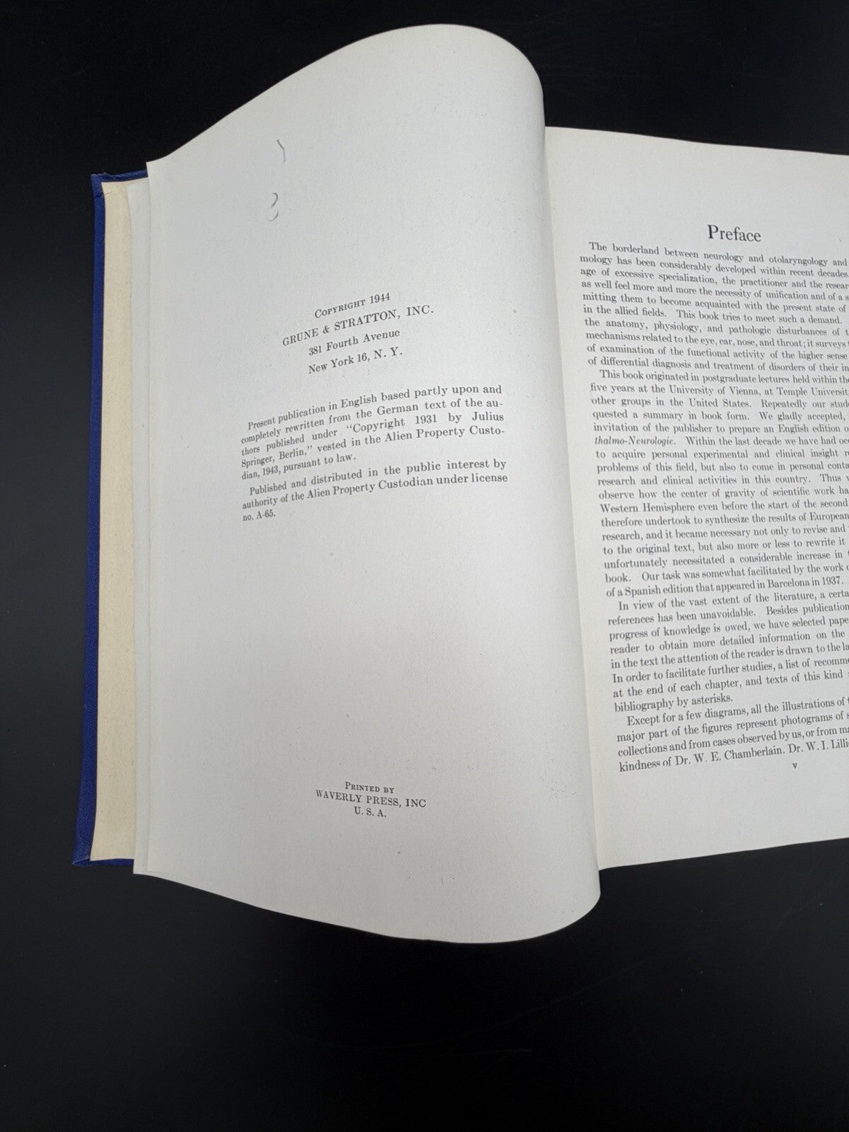 Neurology of the Eye, Ear, Nose, and Throat by E.A. Spiegel & I. Sommer (1944)