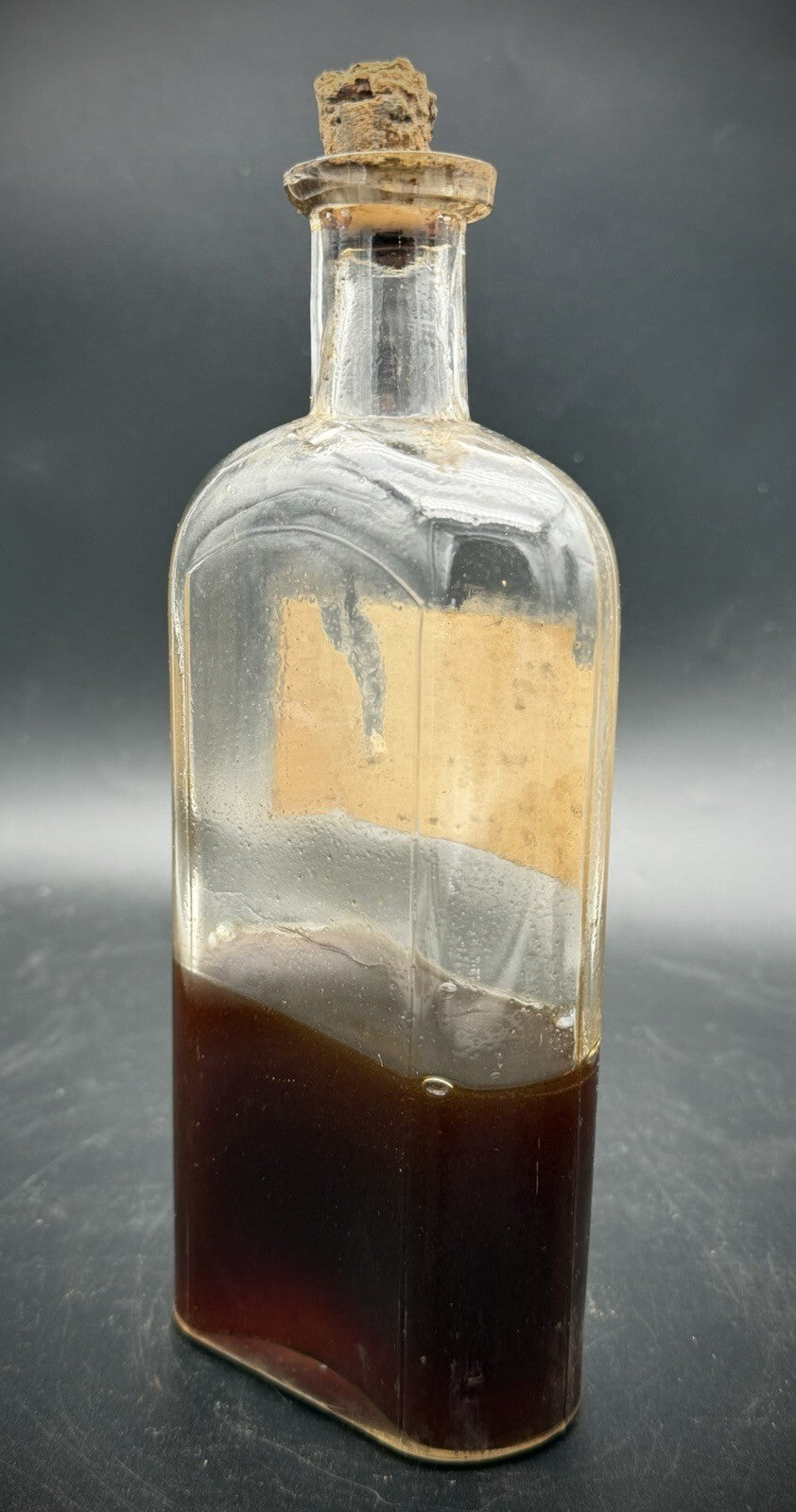 Antique 1800s Glass Apothecary Pharmacy Bottle Tilted Neck W/ Original Cork