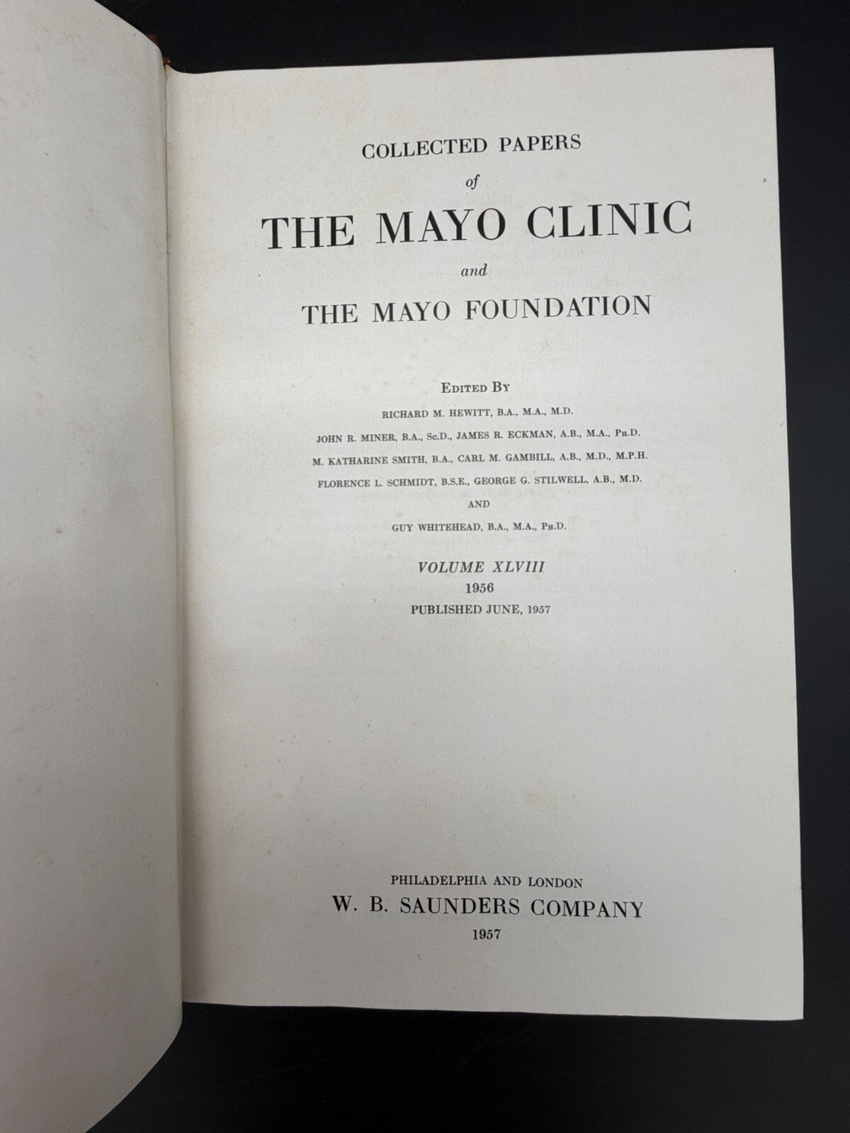 Collected Papers of the Mayo Clinic & The Mayo Foundation Volume XLIX (49) 1957