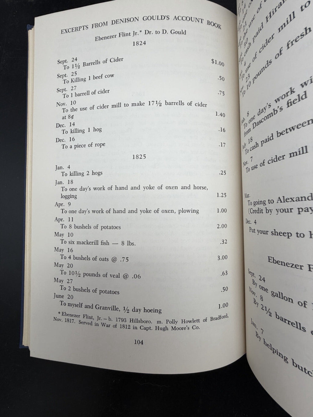 Rains Finely Today Denison Gould Diary Account Book 1817-1865 Hillsboro NH
