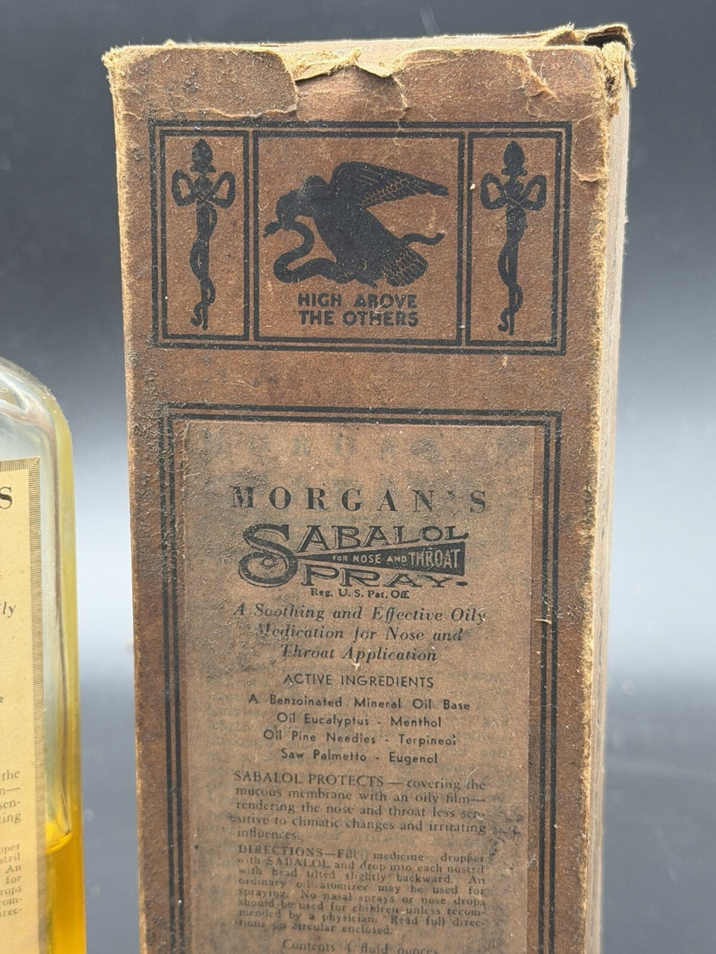 Vintage Morgan's Sabalol Spray Medicine Bottle with Original Box