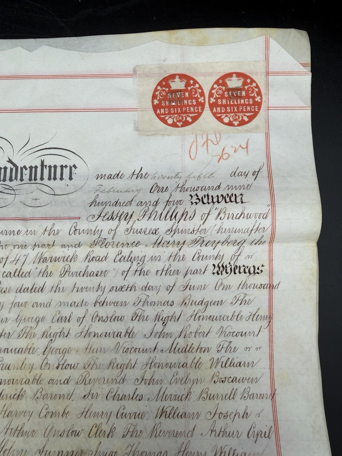 1904 Antique Deed: Kensington, London Property Assignment (Phillips/Freyberg)