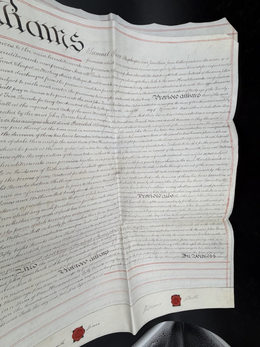 1860 Antique Vellum Mortgage Indenture – Denbighshire, Wales – Legal History