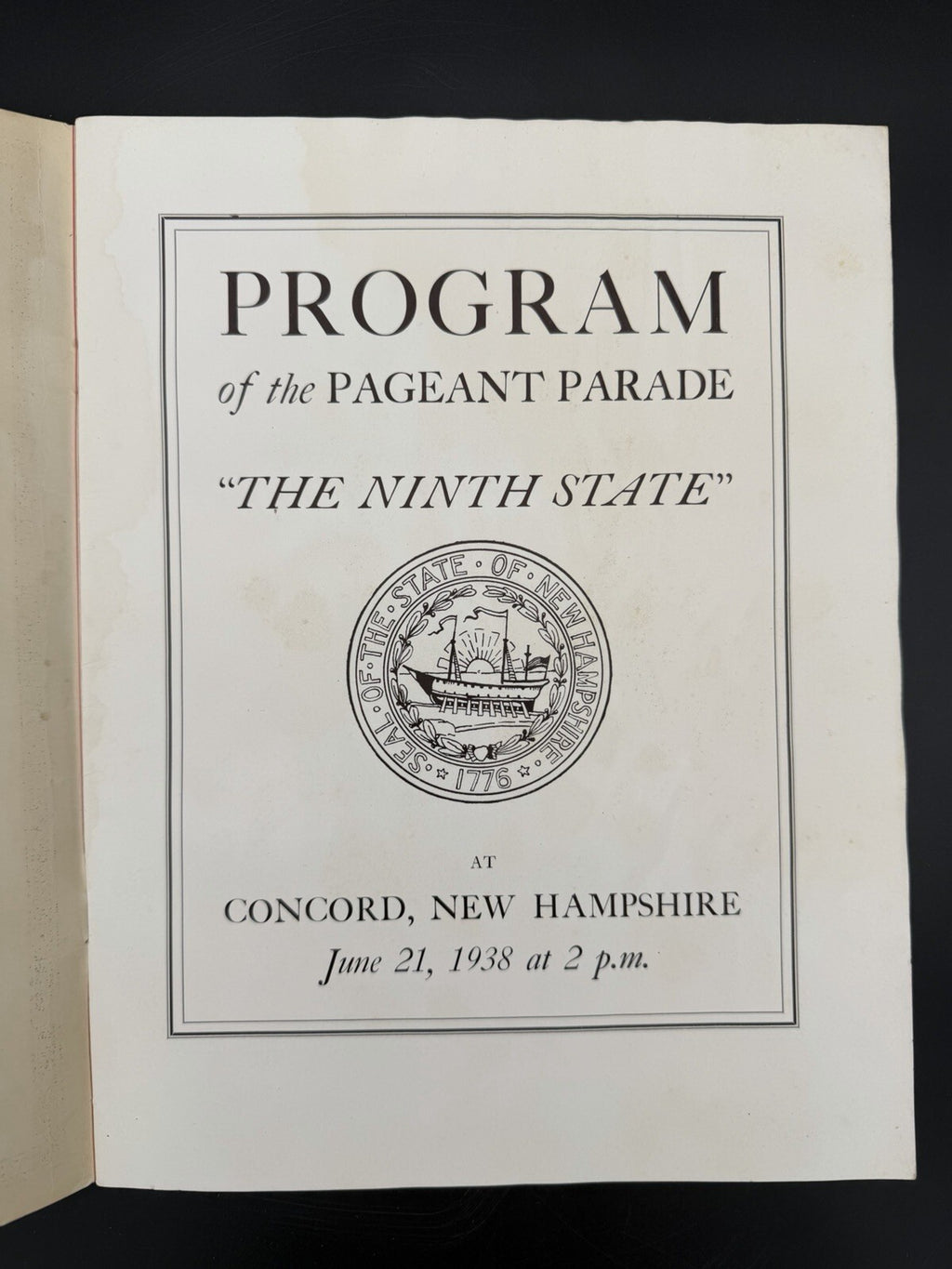 1938 New Hampshire Constitution Sesquicentennial Pageant Program The Ninth State