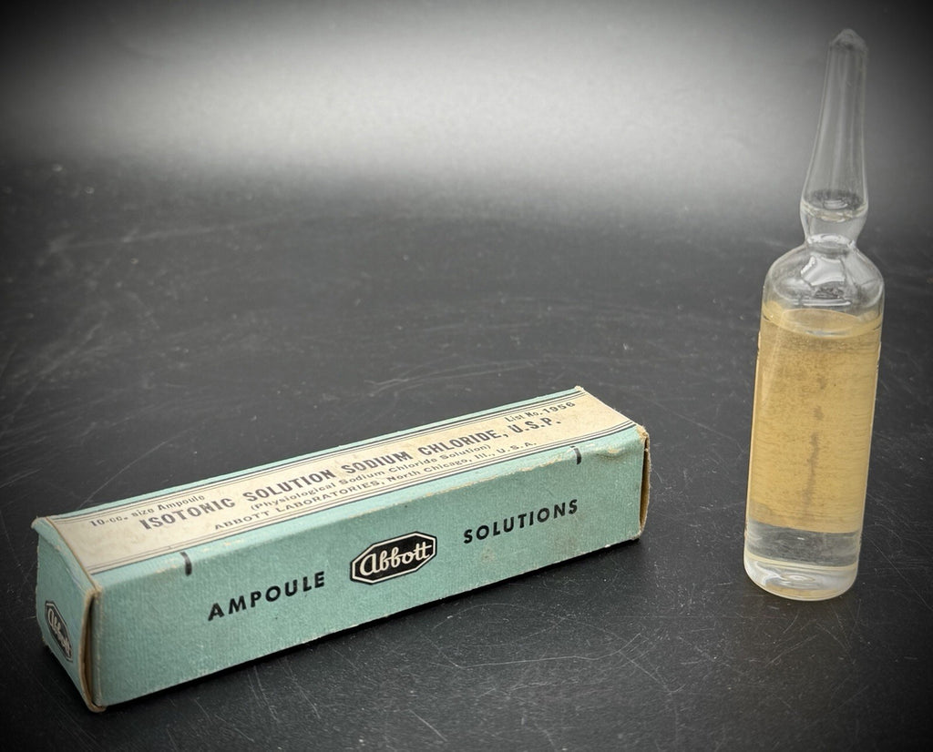 Antique Abbott Isotonic Sodium Chloride Saline Ampoule Box Medical