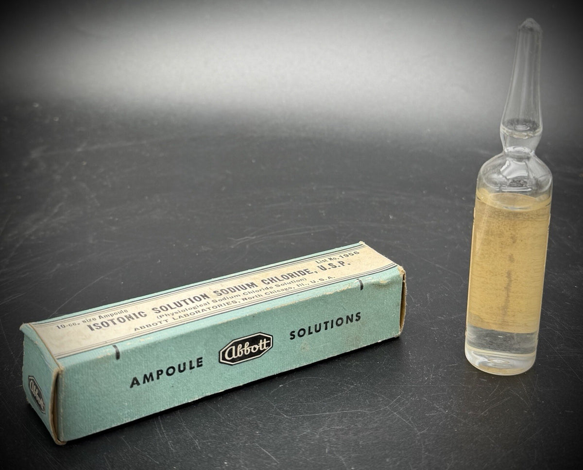 Antique Abbott Isotonic Sodium Chloride Saline Ampoule Box Medical