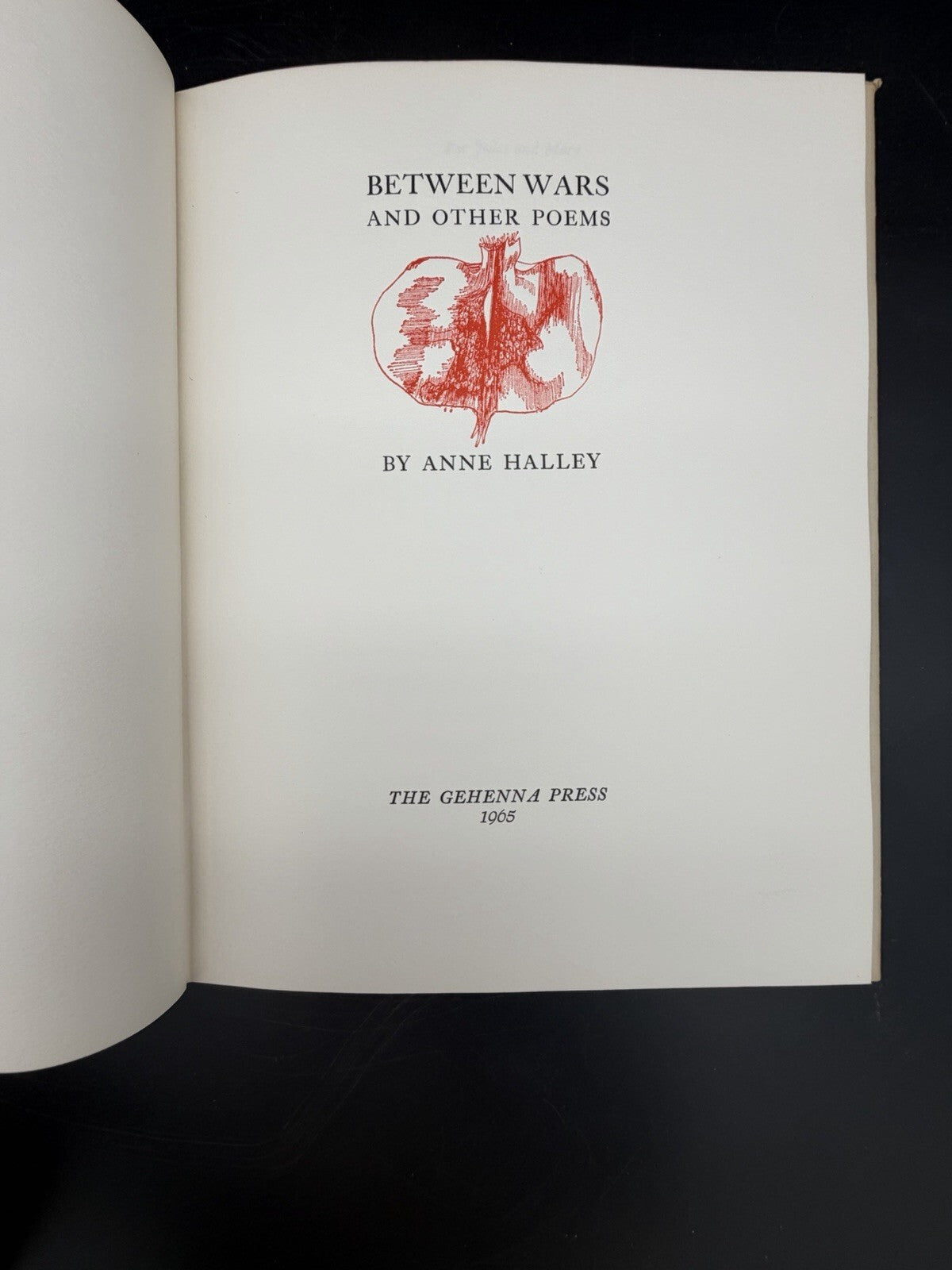 Vintage Book, Between Wars & Other Poems Anne Halley 1965 Gehenna Press Ltd Ed #284 Baskin