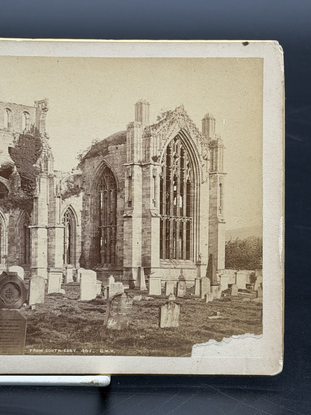 Antique Melrose Abbey Scotland Architectural Photograph 19th Century Print Photo