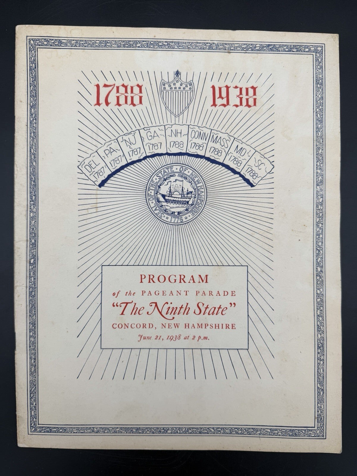 1938 New Hampshire Constitution Sesquicentennial Pageant Program The Ninth State