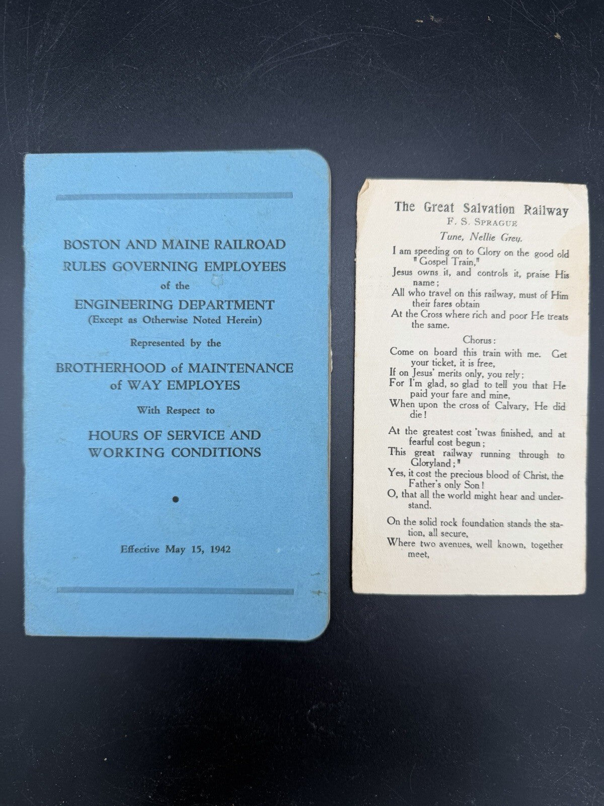 1942 Boston and Maine Railroad Engineering Dept Rules & Hymn Booklet Ephemera