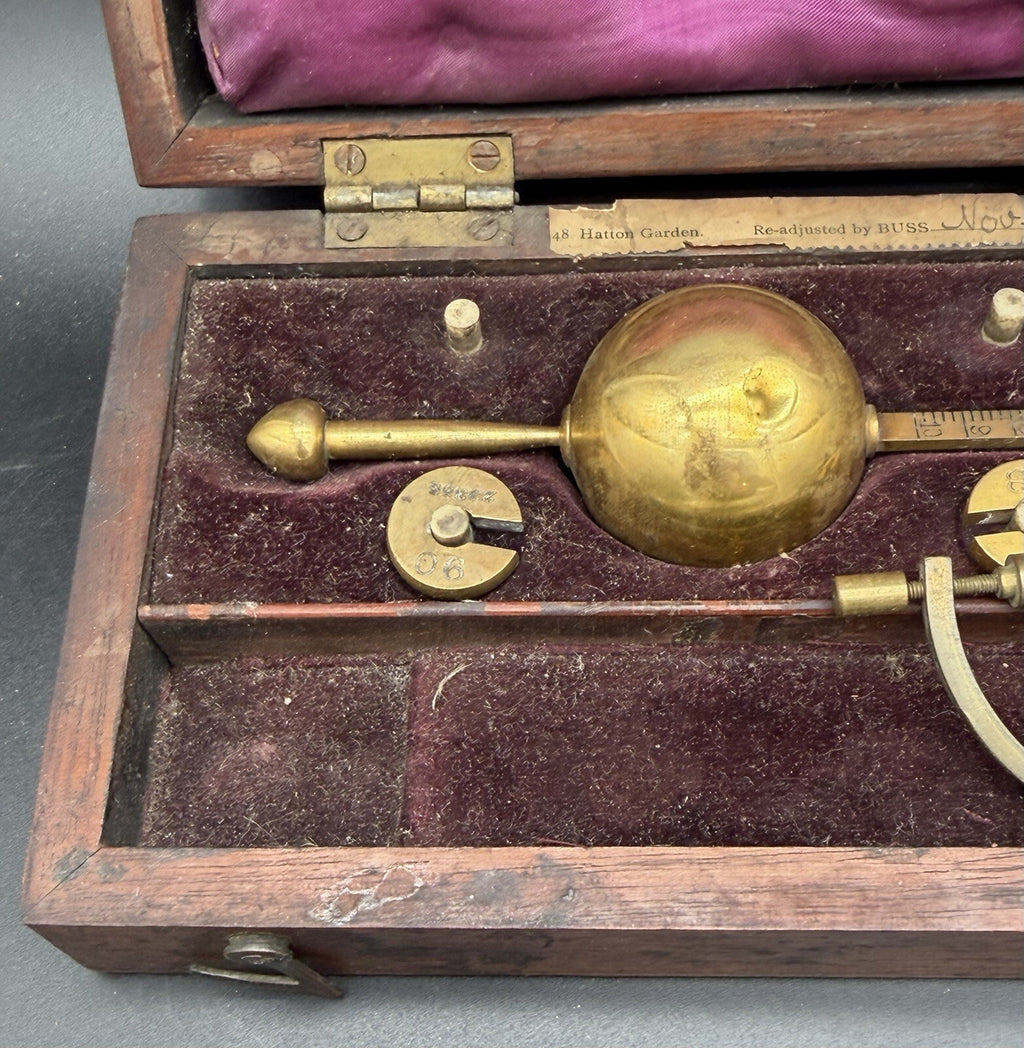 Antique Sikes Hydrometer Buss London Brass Proof Gauge Cased Set 1896 Dated