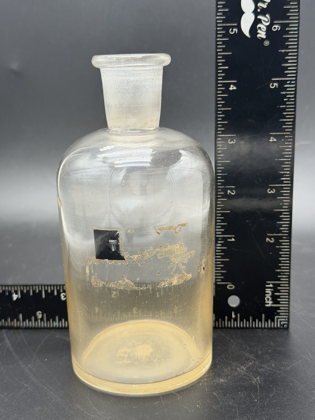 Antique Clear Glass Apothecary Jar Ground Stopper Pharmacy Bottle No Stopper