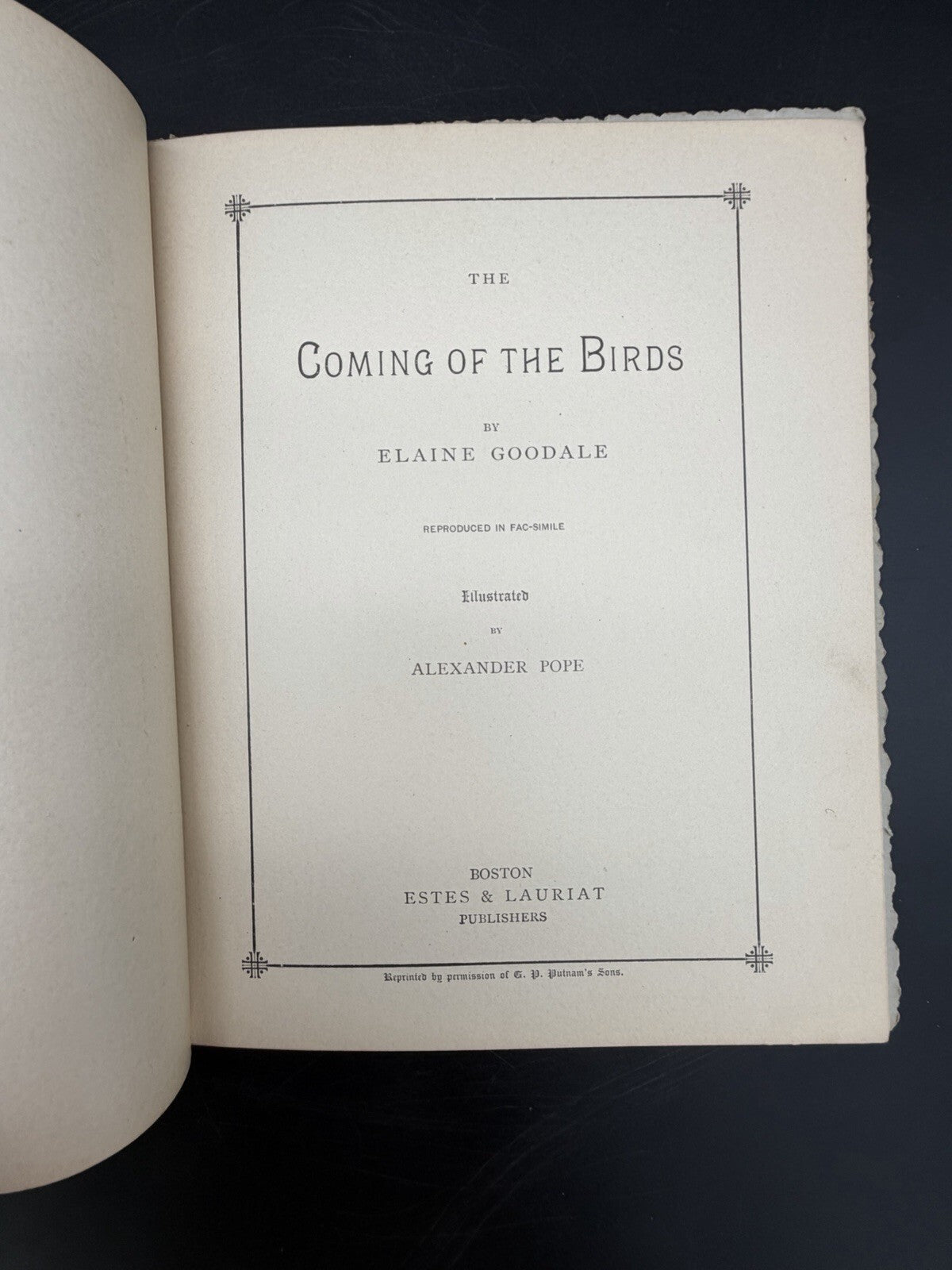 The Coming of the Birds Elaine Goodale Facsimile Sig Alexander Pope Antique Book