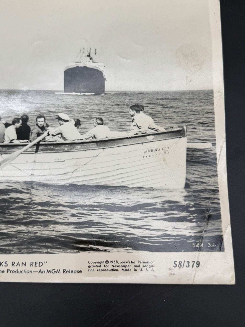 The Decks Ran Red 1958 Vintage Movie Still Photo Lifeboat Ship MGM 58/379