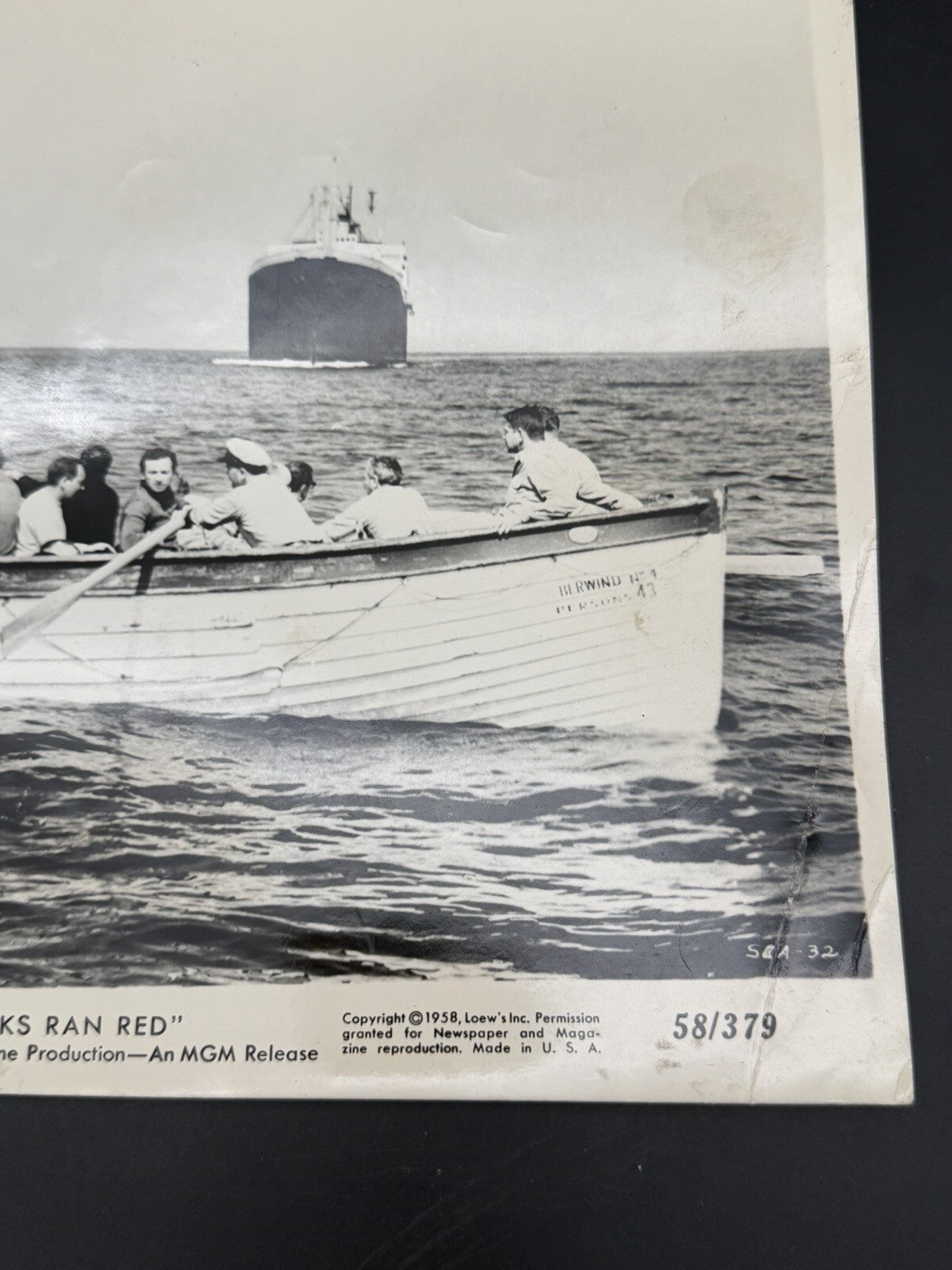The Decks Ran Red 1958 Vintage Movie Still Photo Lifeboat Ship MGM 58/379