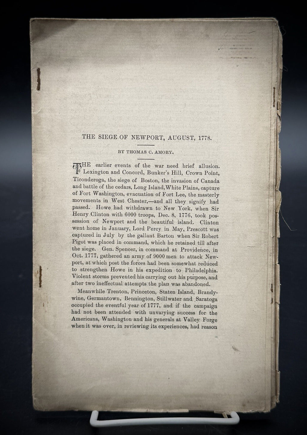 The Siege of Newport August 1778 by Thomas C. Amory Revolutionary War History