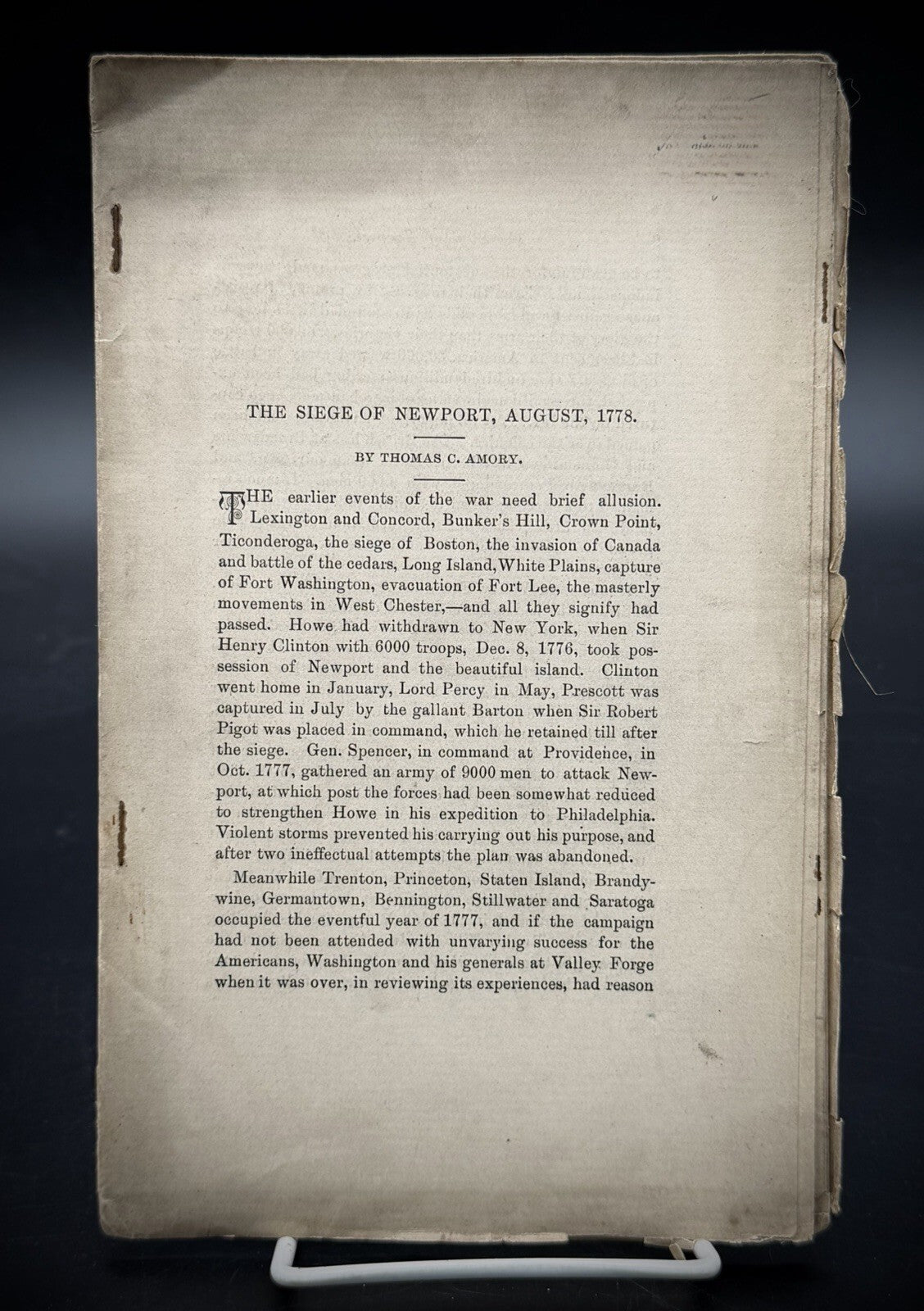 The Siege of Newport August 1778 by Thomas C. Amory Revolutionary War History