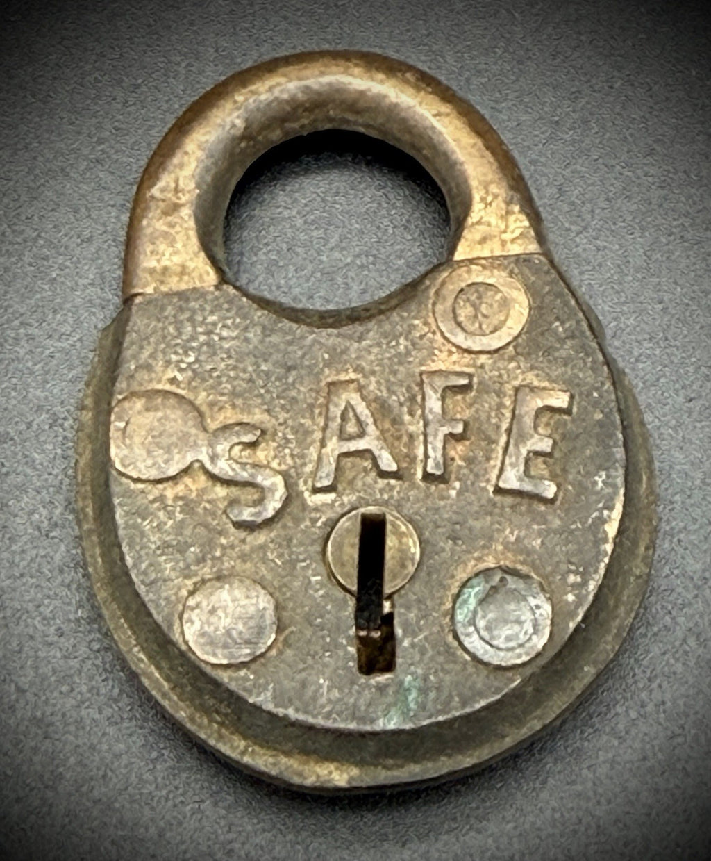 Vintage Antique "Safe" Cast Iron Brass Small Padlock Collectible Lock RARE